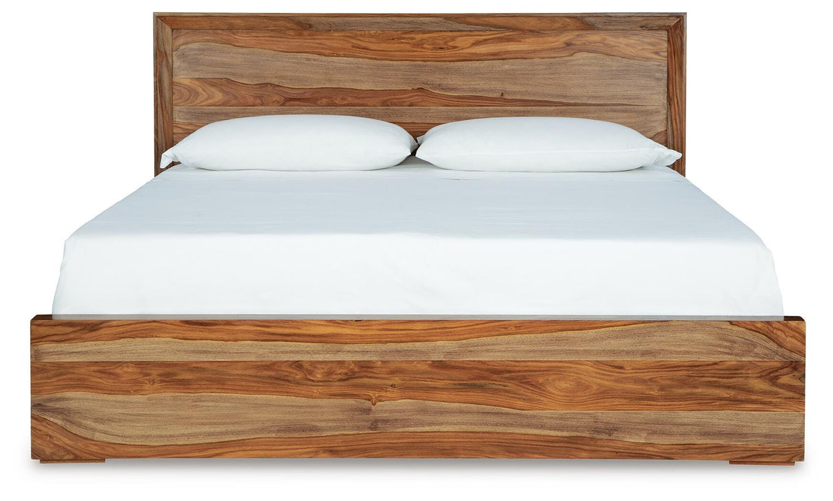 Dressonni California King Panel Bed, Dresser and Mirror - B790B7
