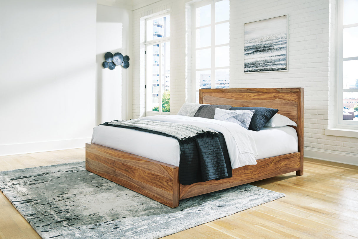 Dressonni California King Panel Bed, Dresser and Mirror - B790B7