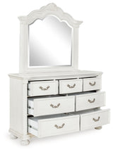 Montelaine Queen Upholstered Panel Bed, Dresser and Mirror - B795B4
