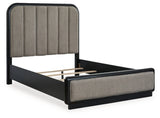 Rowanbeck Queen Upholstered Panel Bed, Dresser and Mirror - B821B3