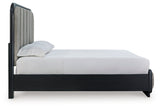 Rowanbeck Queen Upholstered Panel Bed, Dresser and Mirror - B821B3
