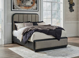 Rowanbeck Queen Upholstered Panel Bed, Dresser and Mirror - B821B3