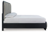 Rowanbeck California King Upholstered Panel Bed, Dresser and Mirror - B821B7