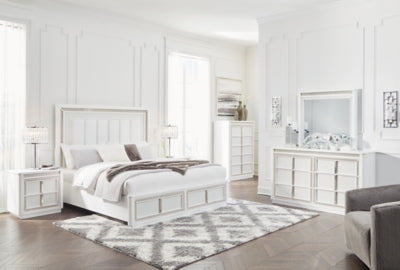 Chalanna Queen Upholstered Storage Bed, Dresser and Mirror - B822B3