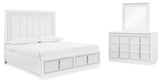 Chalanna Queen Upholstered Storage Bed, Dresser and Mirror - B822B3