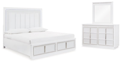 Chalanna Queen Upholstered Storage Bed, Dresser and Mirror - B822B3