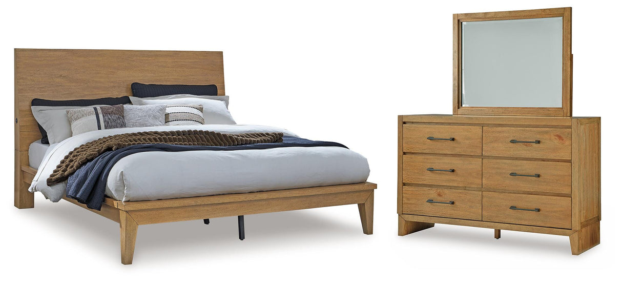 Sherbana Queen Panel Bed, Dresser and Mirror - B833B3