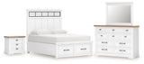 Ashbryn King Panel Storage Bed, Dresser, Mirror and Nightstand - B844B9