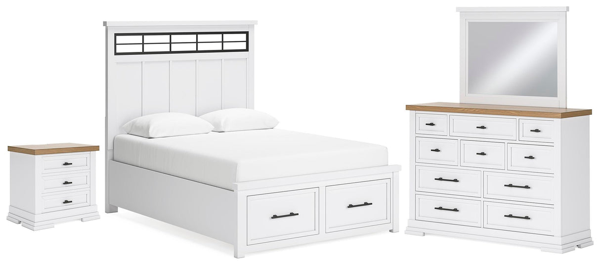 Ashbryn Queen Storage Bed, Dresser, Mirror and Nightstand - B844B8