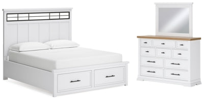 Ashbryn California King Panel Storage Bed, Dresser and Mirror - B844B7