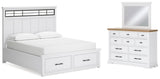 Ashbryn California King Panel Storage Bed, Dresser and Mirror - B844B7
