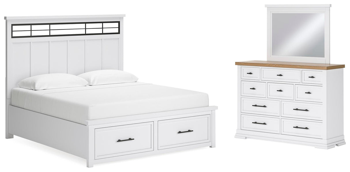 Ashbryn King Panel Storage Bed, Dresser and Mirror - B844B6