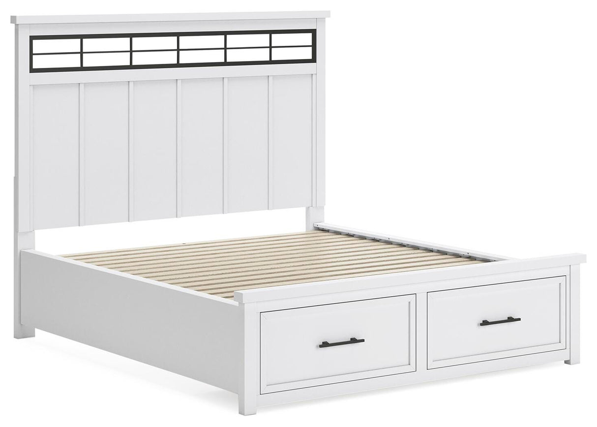 Ashbryn California King Panel Storage Bed, Dresser and Mirror - B844B7
