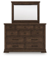 Taffenbrook Queen Panel Storage Bed, Dresser and Mirror - B849B3