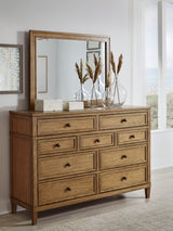 Sharlance Queen Upholstered Panel Bed, Dresser and Mirror - B895B3