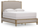 Sharlance Queen Upholstered Panel Bed, Dresser and Mirror - B895B3