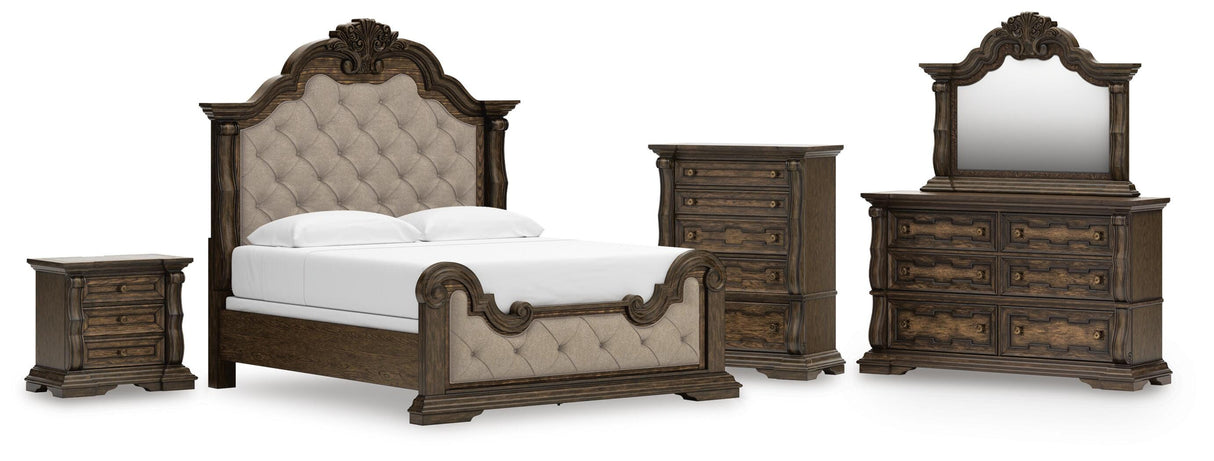 Maylee King Panel Bed, Dresser, Mirror, Chest and Nightstand - B947B22