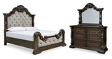 Maylee Queen Upholstered Bed, Dresser and Mirror - B947B3