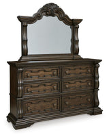 Maylee California King Upholstered Bed, Dresser and Mirror - B947B7