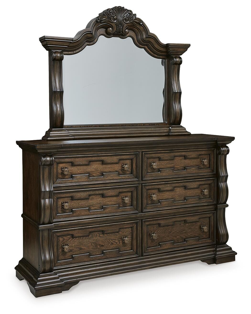 Maylee King Upholstered Bed, Dresser and Mirror - B947B6