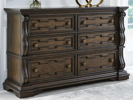 Maylee Queen Upholstered Bed, Dresser, Chest and Nightstand - B947B12