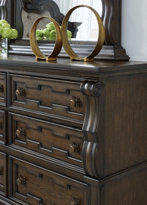 Maylee Queen Upholstered Bed, Dresser, Chest and Nightstand - B947B12
