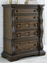Maylee Queen Upholstered Bed, Dresser, Chest and Nightstand - B947B12