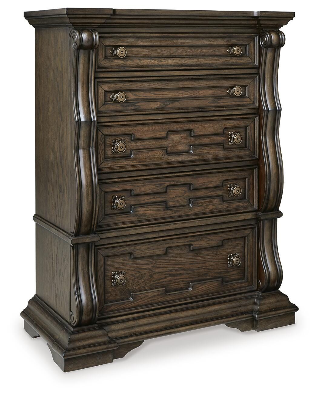 Maylee Queen Upholstered Bed, Dresser, Chest and Nightstand - B947B12