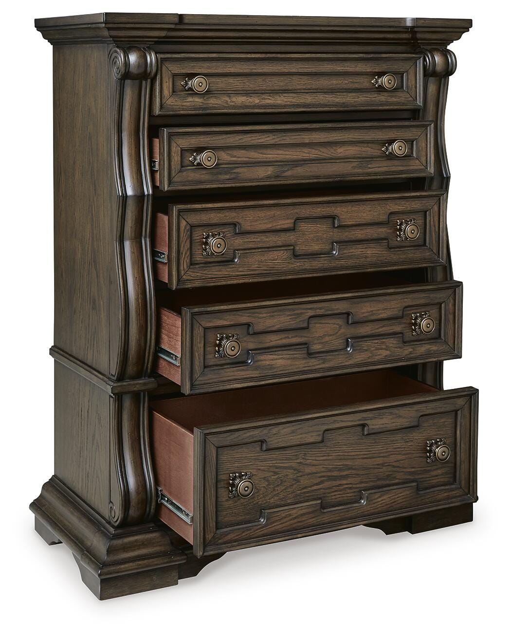 Maylee King Upholstered Panel Bed, Chest and 2 Nightstands - B947B19