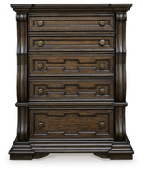 Maylee Queen Upholstered Bed, Dresser, Chest and Nightstand - B947B12