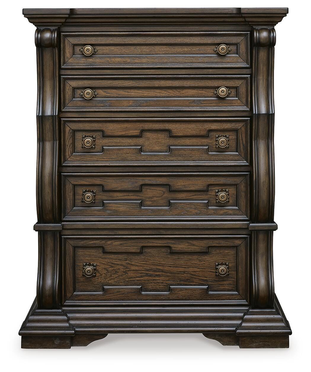 Maylee Queen Upholstered Bed, Dresser, Chest and Nightstand - B947B12