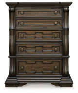 Maylee Queen Upholstered Bed, Dresser, Chest and Nightstand - B947B12