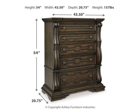 Maylee King Upholstered Panel Bed, Chest and 2 Nightstands - B947B19