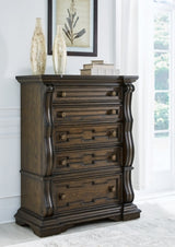 Maylee King Upholstered Panel Bed, Chest and 2 Nightstands - B947B19