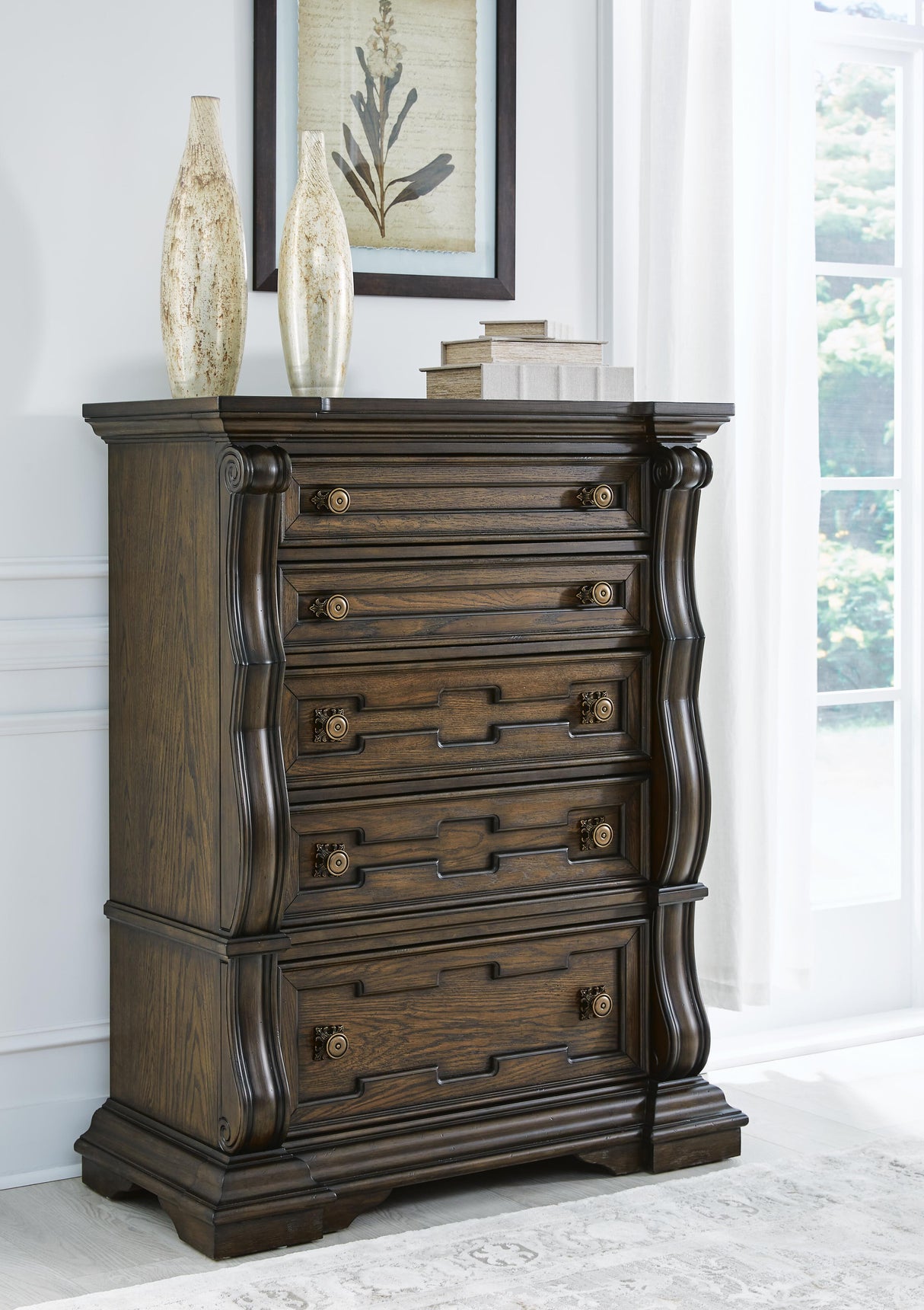 Maylee King Upholstered Panel Bed, Chest and 2 Nightstands - B947B19