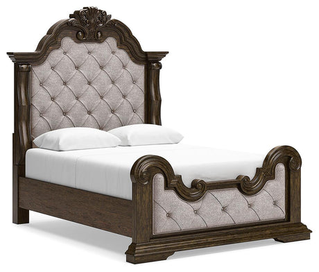 Maylee Queen Upholstered Bed, Dresser, Chest and Nightstand - B947B12