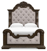 Maylee Queen Upholstered Panel Bed, Dresser and 2 Nightstands - B947B20