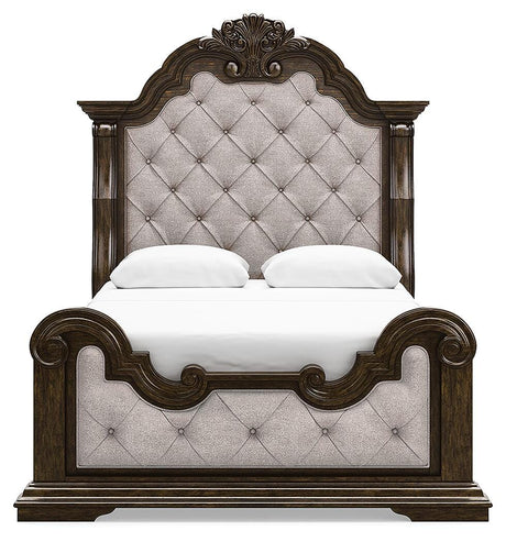 Maylee Queen Upholstered Bed, Dresser, Chest and Nightstand - B947B12