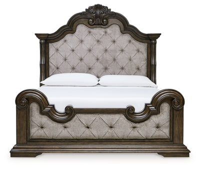 Maylee King Upholstered Bed, Dresser and Mirror - B947B6