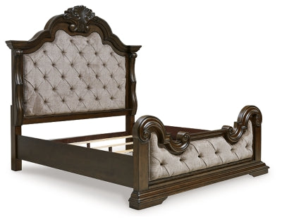 Maylee King Upholstered Bed, Dresser and Mirror - B947B6