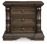 Maylee Queen Upholstered Panel Bed, Dresser, Mirror and Nightstand - B947B18