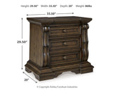 Maylee Queen Upholstered Panel Bed, Dresser, Mirror and Nightstand - B947B18