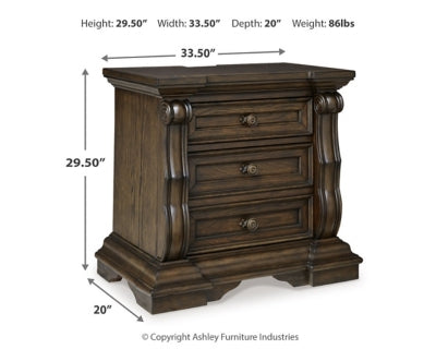 Maylee Queen Upholstered Panel Bed, Dresser, Mirror and Nightstand - B947B18