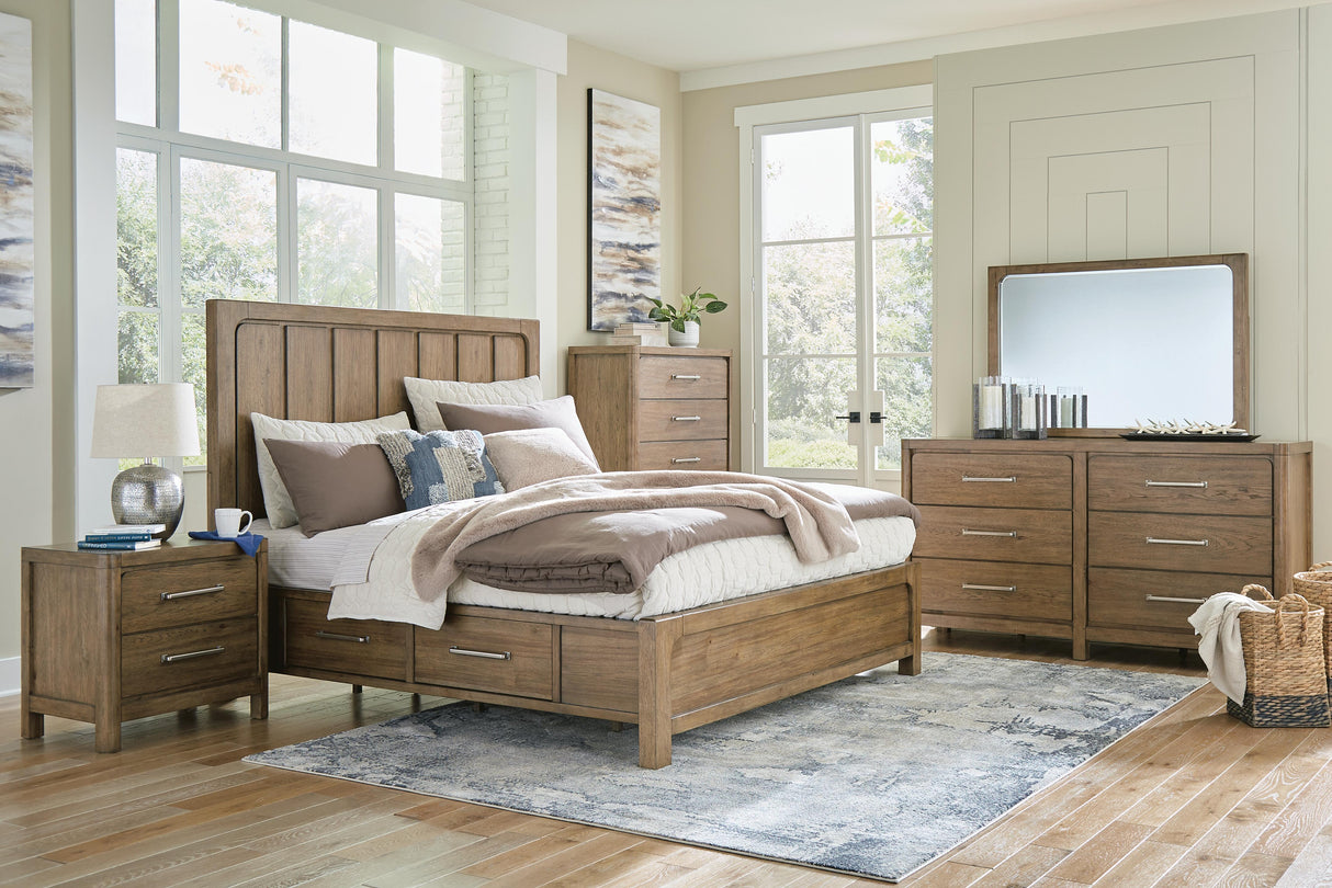 Cabalynn California King Panel Bed with Storage, Dresser and Mirror - B974B13