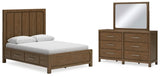 Cabalynn Queen Panel Bed with Storage, Dresser and Mirror - B974B5