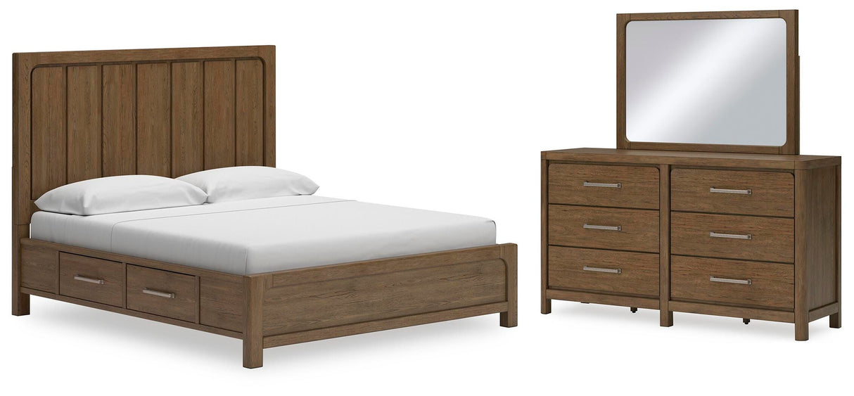 Cabalynn King Panel Bed with Storage, Dresser and Mirror - B974B12