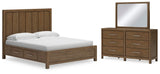 Cabalynn King Panel Bed with Storage, Dresser and Mirror - B974B12