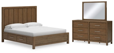 Cabalynn King Panel Bed with Storage, Dresser and Mirror - B974B12