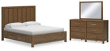 Cabalynn King Panel Bed with Storage, Dresser and Mirror - B974B12