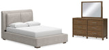 Cabalynn Queen Upholstered Bed, Dresser and Mirror - B974B3